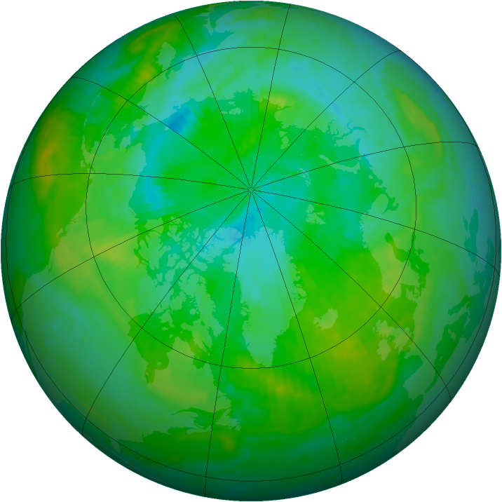 Arctic ozone map for 07 August 2001
